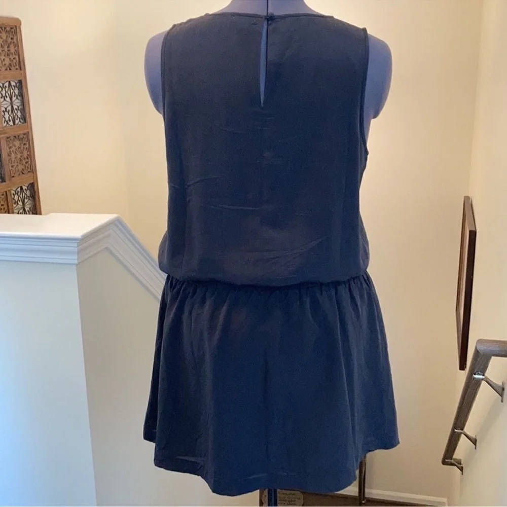 J. CREW Silk Drawstring Waist Dress Black Size M  #C6986 EUC